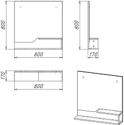 Grossman Мебель для ванной Лайф 80 подвесная винтажное дерево темное/графит – фотография-12